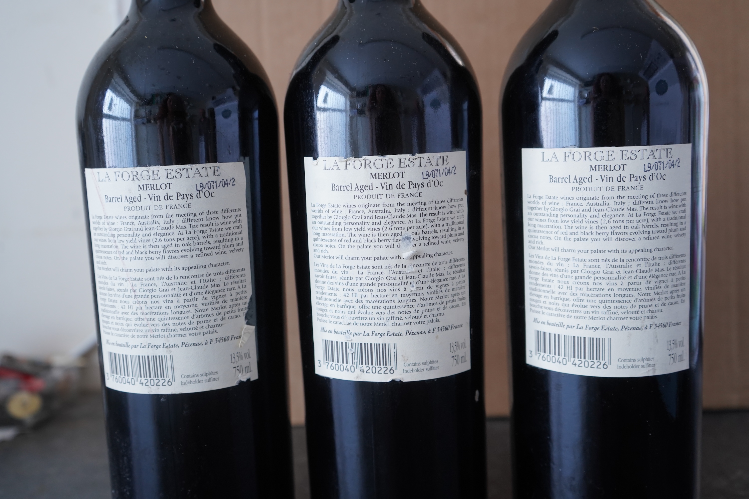 Ten bottles of 2008 La Forge Estate Merlot